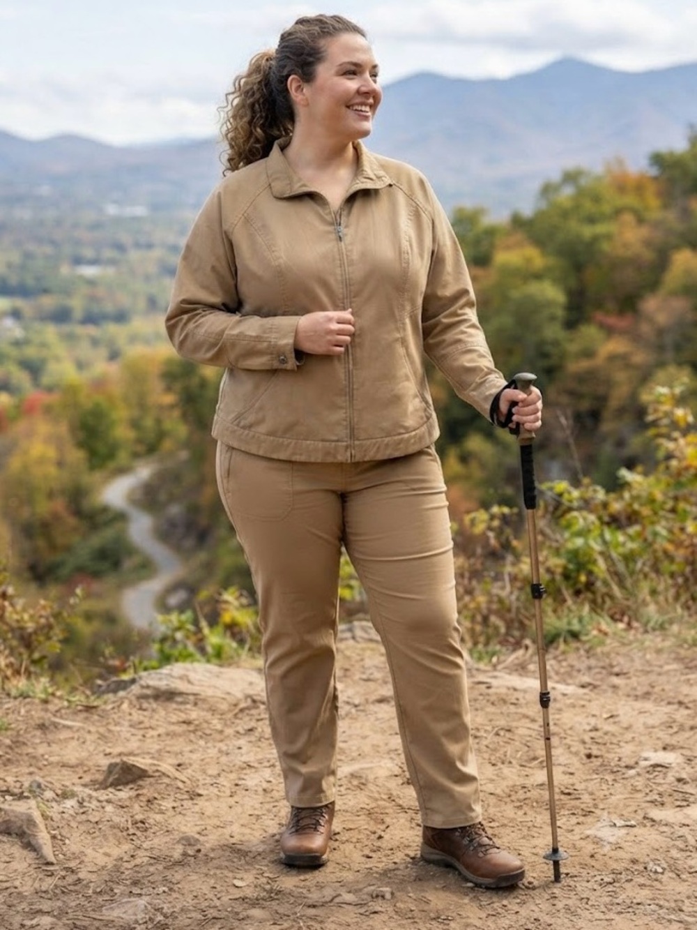 Columbia Titanium Khaki Tan Full Zip Jacket & Pants Set XL & 14 Long Outdoors